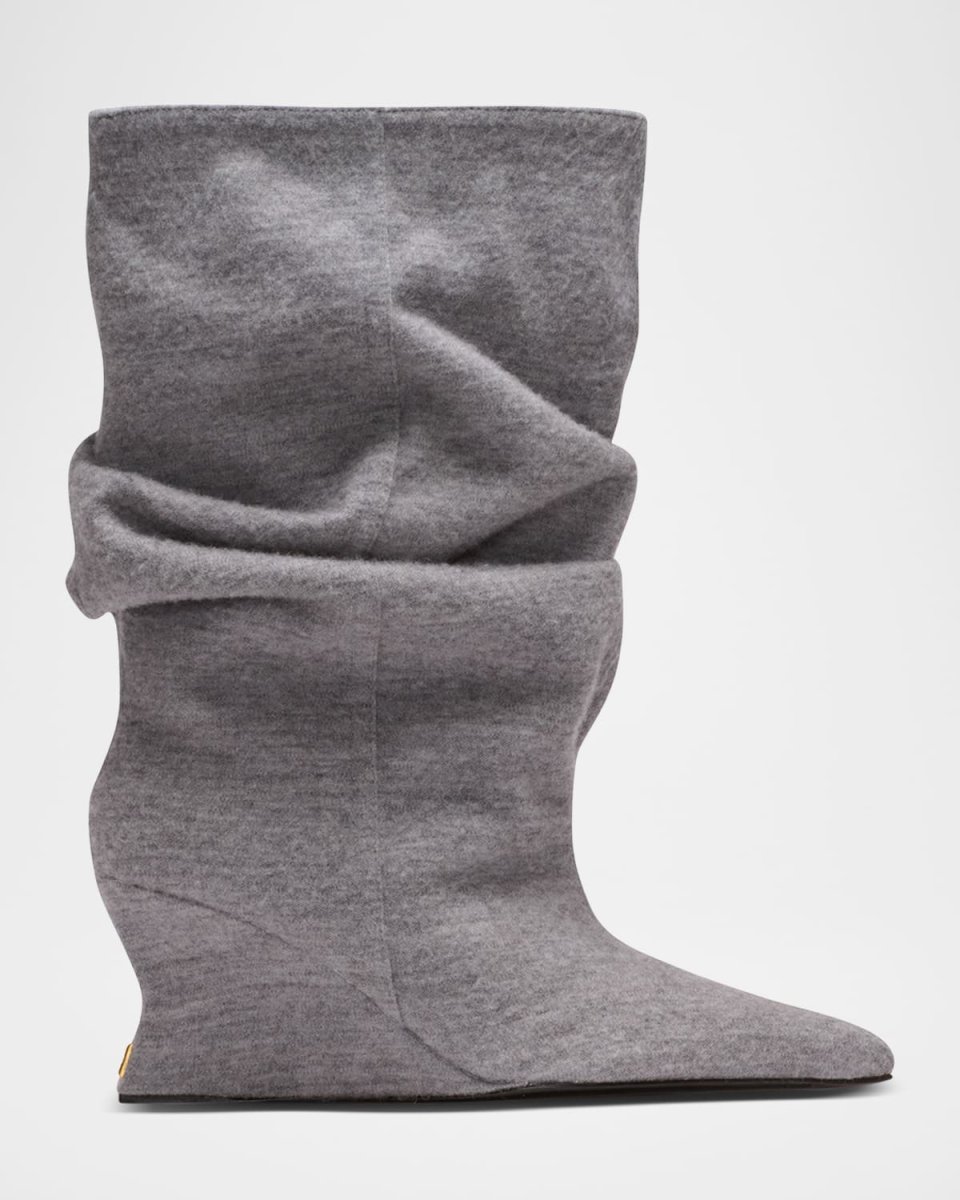 Flannel Wedge Ankle Boots
